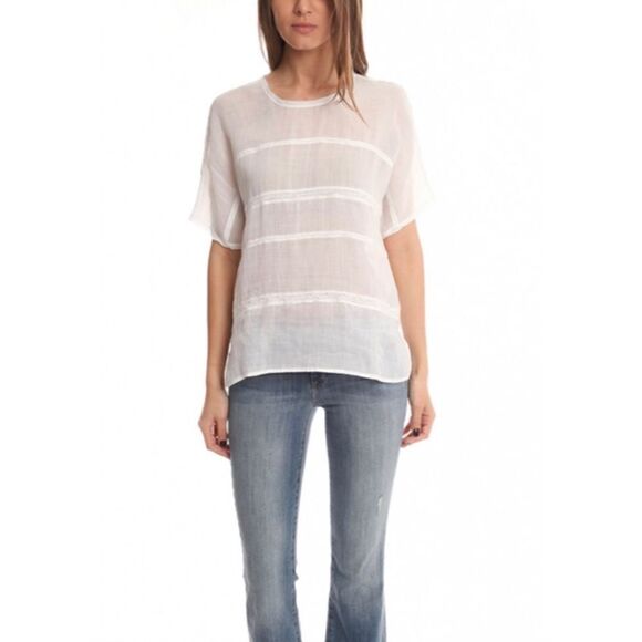 Vince Ramie Lace Insert Top XS - Picture 1 of 6